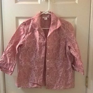 DT Collection Pink and White Floral Blazer Size 6
